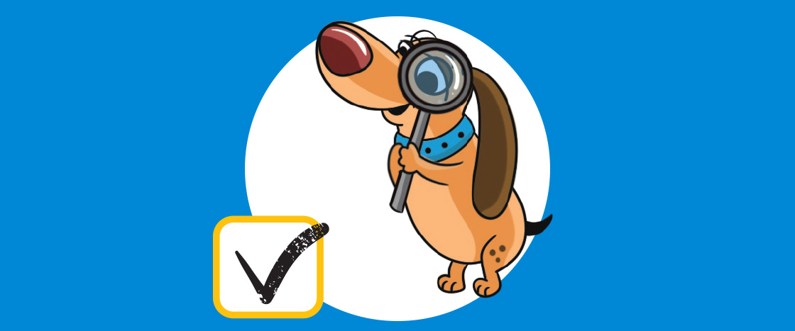 Illustration of Nosey the dog with a magnifying glass