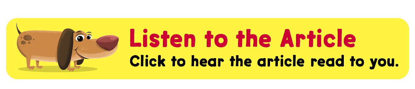 clickable image of nosey, the dachshund, with instructions to click and listen to the article